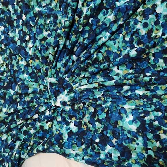 Connected Apparel Dress Size 16 Blue & Green Easter Short Sleeve Midi Sheath - Picture 6 of 12